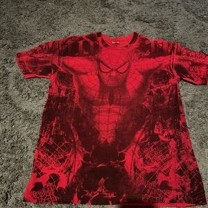 Vintage 2009 Marvel All Over Spider-Man Graphic Red T-Shirt  Size L